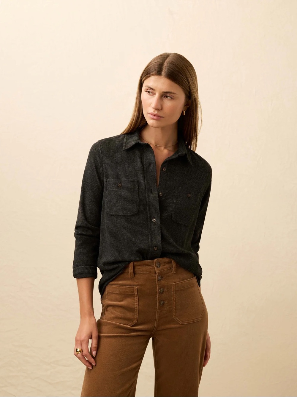 Faherty Legend™ Sweater Shirt - Heathered Black Twill